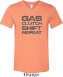Gas Clutch Shift Repeat Grey Print Mens Tri Blend V-neck Shirt