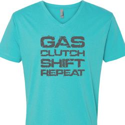 Gas Clutch Shift Repeat Grey Print Mens V-Neck Shirt Gas Clutch Shift Repeat Grey Print Mens V-Neck Shirt