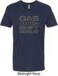 Gas Clutch Shift Repeat Grey Print Mens V-Neck Shirt