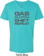 Gas Clutch Shift Repeat Grey Print Mens V-Neck Shirt