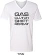 Gas Clutch Shift Repeat Grey Print Mens V-Neck Shirt