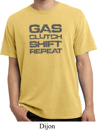 Gas Clutch Shift Repeat Grey Print Pigment Dyed Shirt