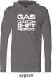 Gas Clutch Shift Repeat White Print Lightweight Hoodie Tee