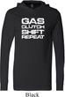 Gas Clutch Shift Repeat White Print Lightweight Hoodie Tee
