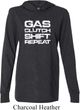 Gas Clutch Shift Repeat White Print Lightweight Hoodie Tee