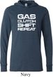 Gas Clutch Shift Repeat White Print Lightweight Hoodie Tee