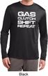 Gas Clutch Shift Repeat White Print Mens Dry Wicking Long Sleeve Shirt