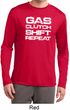 Gas Clutch Shift Repeat White Print Mens Dry Wicking Long Sleeve Shirt
