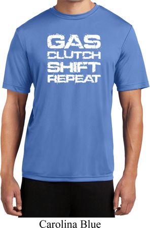 Gas Clutch Shift Repeat White Print Mens Moisture Wicking Shirt