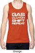 Gas Clutch Shift Repeat White Print Mens Moisture Wicking Tanktop