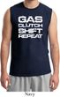 Gas Clutch Shift Repeat White Print Mens Muscle Shirt