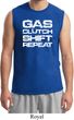Gas Clutch Shift Repeat White Print Mens Muscle Shirt