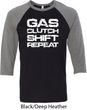Gas Clutch Shift Repeat White Print Mens Raglan Shirt