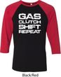 Gas Clutch Shift Repeat White Print Mens Raglan Shirt