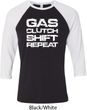Gas Clutch Shift Repeat White Print Mens Raglan Shirt