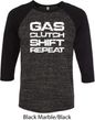Gas Clutch Shift Repeat White Print Mens Raglan Shirt