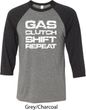 Gas Clutch Shift Repeat White Print Mens Raglan Shirt