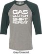 Gas Clutch Shift Repeat White Print Mens Raglan Shirt