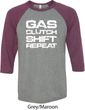 Gas Clutch Shift Repeat White Print Mens Raglan Shirt