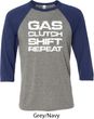 Gas Clutch Shift Repeat White Print Mens Raglan Shirt