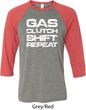 Gas Clutch Shift Repeat White Print Mens Raglan Shirt
