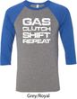 Gas Clutch Shift Repeat White Print Mens Raglan Shirt