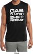 Gas Clutch Shift Repeat White Print Mens Sleeveless Moisture Wicking