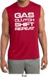Gas Clutch Shift Repeat White Print Mens Sleeveless Moisture Wicking