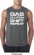 Gas Clutch Shift Repeat White Print Mens Sleeveless Shirt