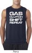 Gas Clutch Shift Repeat White Print Mens Sleeveless Shirt