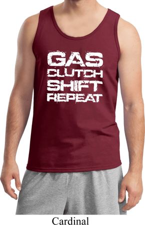 Gas Clutch Shift Repeat White Print Mens Tank Top