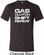 Gas Clutch Shift Repeat White Print Mens Tri Blend Crewneck Shirt
