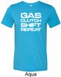 Gas Clutch Shift Repeat White Print Mens Tri Blend Crewneck Shirt
