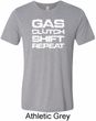 Gas Clutch Shift Repeat White Print Mens Tri Blend Crewneck Shirt