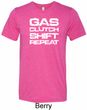 Gas Clutch Shift Repeat White Print Mens Tri Blend Crewneck Shirt