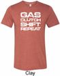 Gas Clutch Shift Repeat White Print Mens Tri Blend Crewneck Shirt