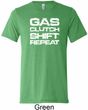Gas Clutch Shift Repeat White Print Mens Tri Blend Crewneck Shirt