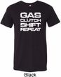 Gas Clutch Shift Repeat White Print Mens Tri Blend Crewneck Shirt