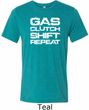 Gas Clutch Shift Repeat White Print Mens Tri Blend Crewneck Shirt