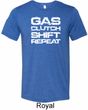 Gas Clutch Shift Repeat White Print Mens Tri Blend Crewneck Shirt