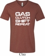 Gas Clutch Shift Repeat White Print Mens Tri Blend V-neck Shirt