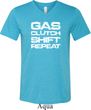 Gas Clutch Shift Repeat White Print Mens Tri Blend V-neck Shirt