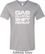 Gas Clutch Shift Repeat White Print Mens Tri Blend V-neck Shirt
