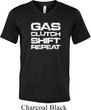 Gas Clutch Shift Repeat White Print Mens Tri Blend V-neck Shirt