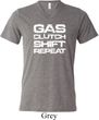 Gas Clutch Shift Repeat White Print Mens Tri Blend V-neck Shirt
