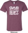 Gas Clutch Shift Repeat White Print Mens Tri Blend V-neck Shirt