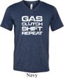 Gas Clutch Shift Repeat White Print Mens Tri Blend V-neck Shirt