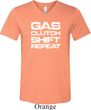 Gas Clutch Shift Repeat White Print Mens Tri Blend V-neck Shirt