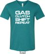 Gas Clutch Shift Repeat White Print Mens Tri Blend V-neck Shirt