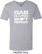 Gas Clutch Shift Repeat White Print Mens V-Neck Shirt
